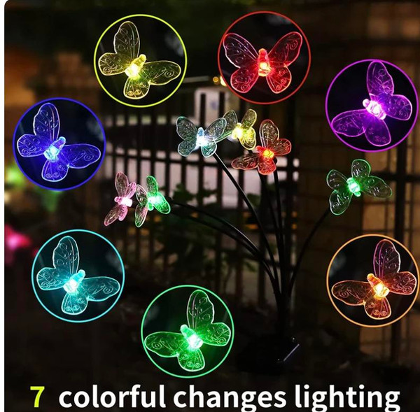 2 Modes Solar LED Light Outdoor Waterproof Garden Sunlight Powered Landscape Lights Butterfly Lawn Lights Garden Decor Lamp 2 Modes Solar LED Light Outdoor Waterproof Garden Sunlight Powered Landscape Lights Butterfly Lawn Lights Garden Decor Lamp