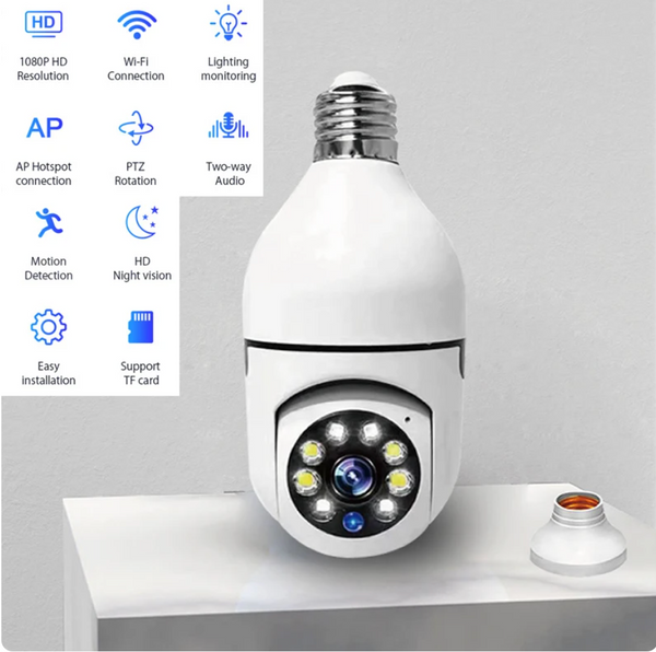 Bulb Surveillance Camera Full Color Night Vision Automatic Human Tracking Zoom Indoor Security Monitor Wifi Camera Smart Home