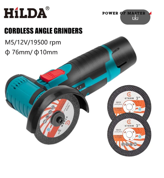 HILDA 12v Mini Angle Grinder Rechargeable Grinding Tool Polishing Grinding Machine For Cutting Diamond Cordless Power Tools