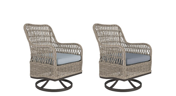 allen + roth Pointe Break Set of 2 Wicker Brown Steel Frame Swivel Dining Chair with Blue Cushioned Seat allen + roth Pointe Break Set of 2 Wicker Brown Steel Frame Swivel Dining Chair with Blue Cushioned Seat