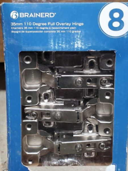 Brainerd HC11SFV-NP-R 35mm Euro HInge Full Overlay Nickel Finish 8 Pack Brainerd HC11SFV-NP-R 35mm Euro HInge Full Overlay Nickel Finish 8 Pack