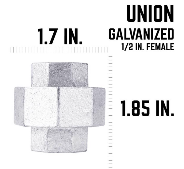 STZ Industries 1/2 in. FIP each X 1/2 in. D FIP Galvanized Malleable Iron Union STZ Industries 1/2 in. FIP each X 1/2 in. D FIP Galvanized Malleable Iron Union
