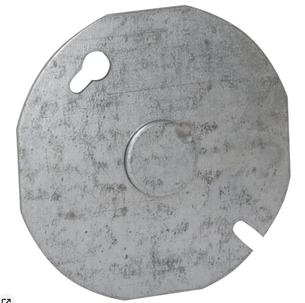 Raco Round Steel 3-1/2 in. H X 3-1/2 in. W Flat Box Cover