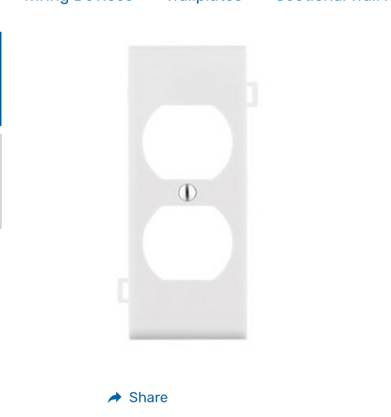 Sectional Wallplate, Duplex, Center Section, Nylon, White