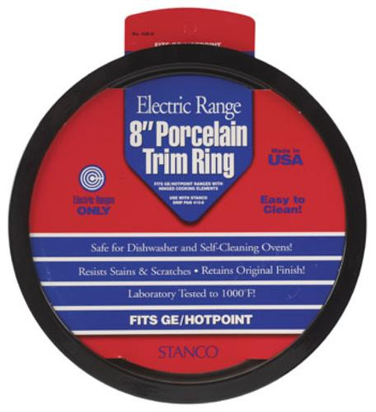 STANCO ELECTRIC RANGE TRIM RING 8", BLACK PORCELAIN STANCO ELECTRIC RANGE TRIM RING 8", BLACK PORCELAIN