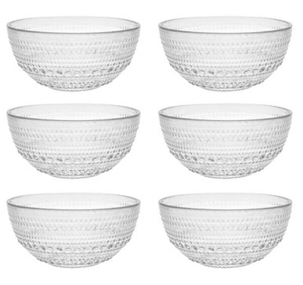 Fortessa Jupiter Vintage Glassware Collection 5 Inch Cereal Salad Dessert Snack All-Purpose Bowl 6 Pack, Clear, 14 Ounce (6 Pack) Fortessa Jupiter Vintage Glassware Collection 5 Inch Cereal Salad Dessert Snack All-Purpose Bowl 6 Pack, Clear, 14 Ounce (6 Pack)