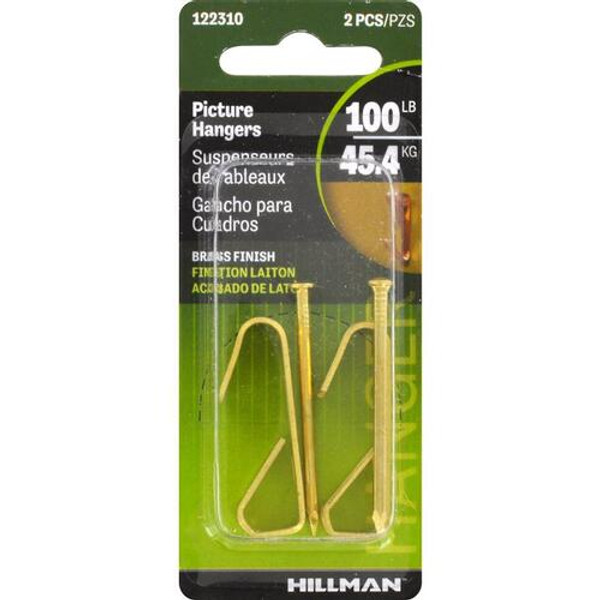 Hillman 122310 Picture Hanger AnchorWire Brass-Plated Gold Conventional 100 lb Brass-Plated