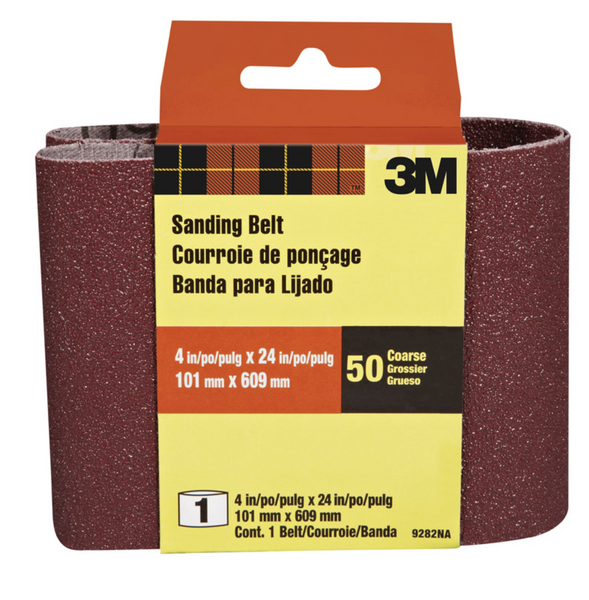 3M™ SANDING BELT, 9282NA, 4 IN X 24 IN, COARSE, 50 GRIT, 1PK