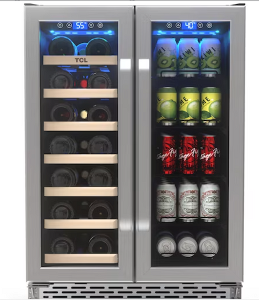 20-Bottles Stainless Steel Dual Zone Cooling Built-In
