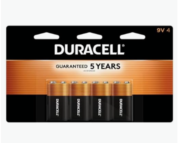 Duracell Coppertop 9V Battery, 4 Count Pack, 9-Volt Battery with Long-lasting Power, All-Purpose Alkaline 9V Battery for Household and Office Devices Duracell Coppertop 9V Battery, 4 Count Pack, 9-Volt Battery with Long-lasting Power, All-Purpose Alkaline 9V Battery for Household and Office Devices