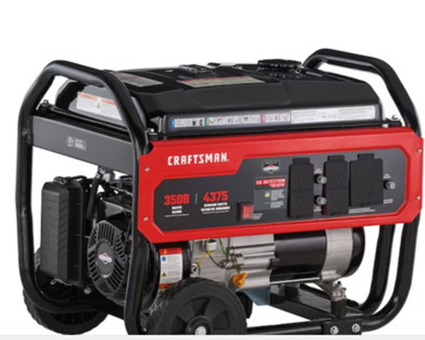CRAFTSMAN 3500-Watt Generator, 196cc Briggs & Stratton Engine, 4x 120V Outlets, 120V/30A RV Outlet, 19-Hour Runtime, CO Detection Technology, BOX DAMAGE!! CRAFTSMAN 3500-Watt Generator, 196cc Briggs & Stratton Engine, 4x 120V Outlets, 120V/30A RV Outlet, 19-Hour Runtime, CO Detection Technology, BOX DAMAGE!!