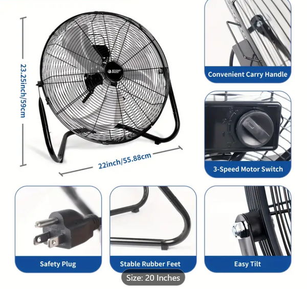 BEYOND BREEZE 20 Inch High Velocity Industrial Floor Fan BEYOND BREEZE 20 Inch High Velocity Industrial Floor Fan