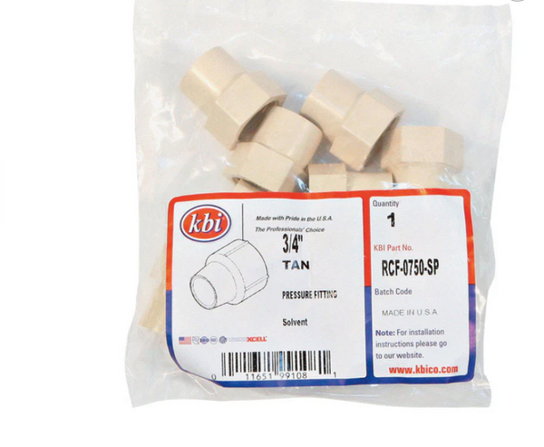 KBI 3/4 in. FPT x 3/4 in. Dia. Socket CPVC Female Adapter KBI 3/4 in. FPT x 3/4 in. Dia. Socket CPVC Female Adapter