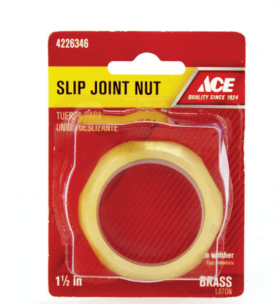 Ace 1-1/2 in. D X 1-1/2 in. L Brass Nut(PKGDIRTY/SOMEDAMAGE) Ace 1-1/2 in. D X 1-1/2 in. L Brass Nut(PKGDIRTY/SOMEDAMAGE)