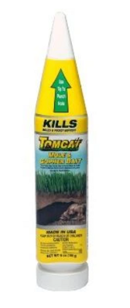 Controls moles and pocket gophers. Specially designed bottle for easy baiting. Ready to use. Active ingredient: Zinc Phosphide 2%. 6 oz bottle. Controls moles and pocket gophers. Specially designed bottle for easy baiting. Ready to use. Active ingredient: Zinc Phosphide 2%. 6 oz bottle.