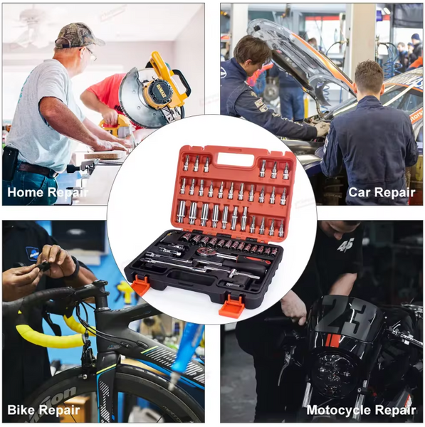 NEW Car Repair Tool Kit 46/53 Piece/Set 1/4-Inch Socket Set Car Repair Tool Ratchet Torque Wrench Combo Auto Repairing Tool Set NEW Car Repair Tool Kit 46/53 Piece/Set 1/4-Inch Socket Set Car Repair Tool Ratchet Torque Wrench Combo Auto Repairing Tool Set