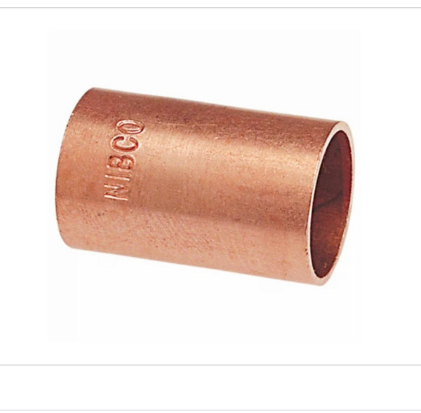 Copper Pipe Coupling Without Stop, 1/2 In Copper Pipe Coupling Without Stop, 1/2 In