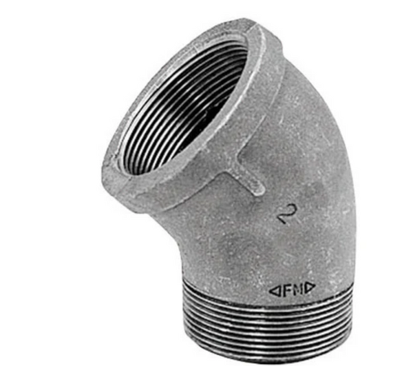 Anvil 8700128104, Malleable Iron Pipe Fitting, 45 Degree Street Elbow, 1/4" NPT Male x NPT Female, Black Finish