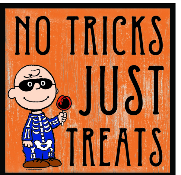 Open Road Brands 8 in. No Tricks Just Treats Sign Halloween Decor