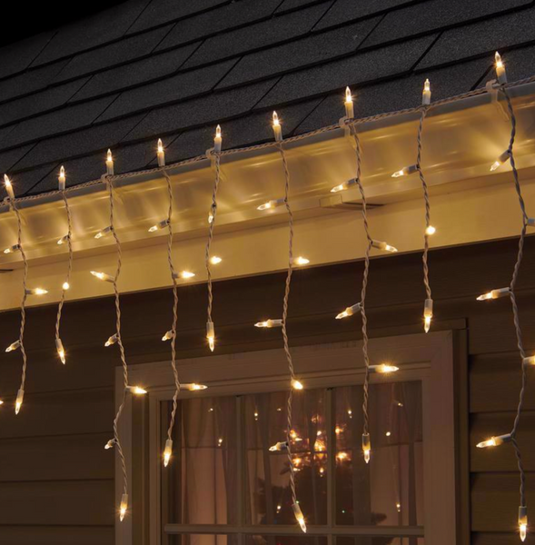 Celebrations Gold LED Mini Warm White 100 ct Icicle Christmas Lights 6 ft.