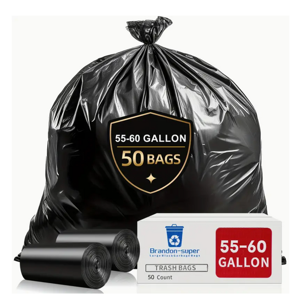 55-60 Gallon 100 Counts Large Trash Bags Industrial Heavy Duty Garbage Bags