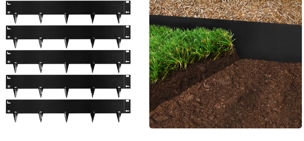 IRONRIDGE 16.25-ft x 5-in 5-Pack Black Steel Landscape Edging Section     BOX HAS DAMAGE IRONRIDGE 16.25-ft x 5-in 5-Pack Black Steel Landscape Edging Section     BOX HAS DAMAGE