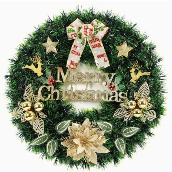 13.78 Inches Christmas Wreath, Gold
