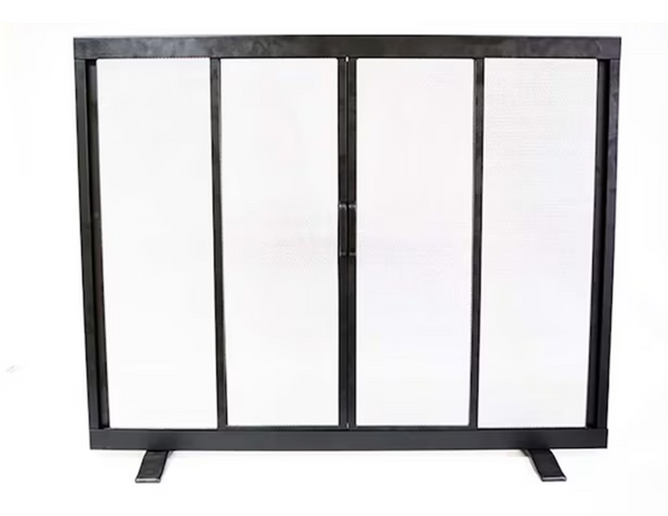 Style Selections 38.97-in Black/Powder Coated Steel 1-Panel Flat Twin Fireplace Screen