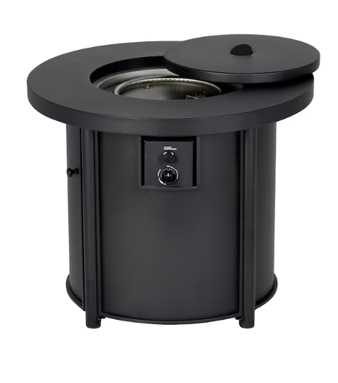 Style Selections 30-in W Black Steel Round Propane Gas Fire Pit Table