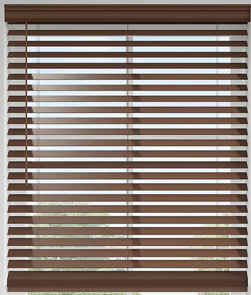 LEVOLOR Trim+Go 2-in Slat Width 23-in x 64-in Cordless Walnut Faux Wood Room Darkening Horizontal Blinds