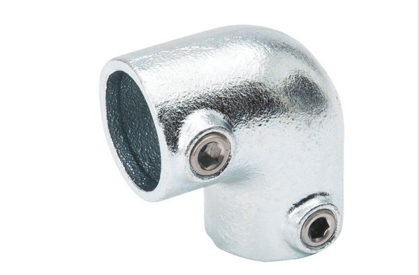 STEEL-TEK 1-1/4 in. Socket x 1-1/4 in. Dia. Galvanized Steel Elbow – 90-Degree Pipe Fitting with Set Screws for Railings & Right Angle Projects