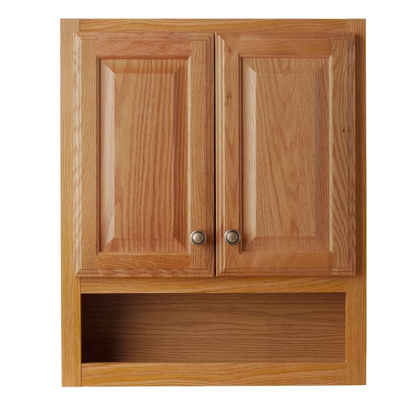 Project Source 23.25-Inches x 28-Inches x 7-Inches Oak Bathroom Wall Cabinet
