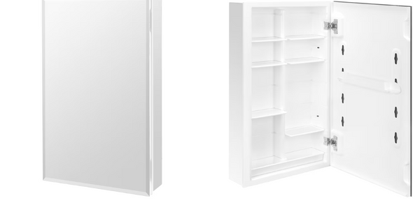 Style Selections 15.375-in x 26-in Surface/Recessed Mount Beveled Mirrored Medicine Cabinet