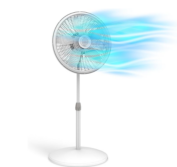 Lasko Oscillating Pedestal Fan, Adjustable Height, 3 Speeds, for Bedroom, Living Room, Home Office and College Dorm Room, 18", White, 1820, 2.3    BOX DAMAGE