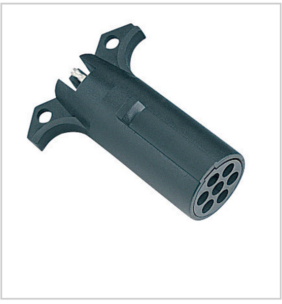 Hopkins 7-Way Round to 4-Flat Trailer Adapter (6.9") – ABS Plastic, Corrosion-Resistant w/ Dust Cover – Connects Modern Vehicles to Older Trailers