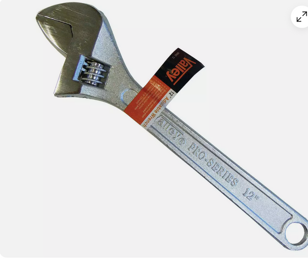 Valley 12" Adjustable Wrench, 1-3/8" Jaw Capacity