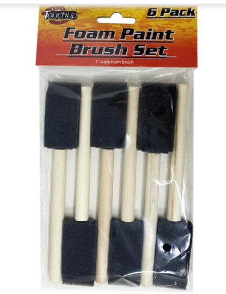 6 Pack Foam Paint Brush Set