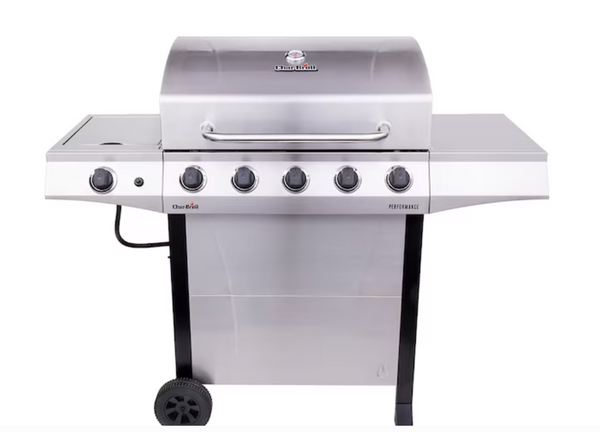 Charbroil Performance Series Silver 5 -Burner Liquid Propane Gas Grill DENTED IN FRONT AND BACK1 -Side Burner