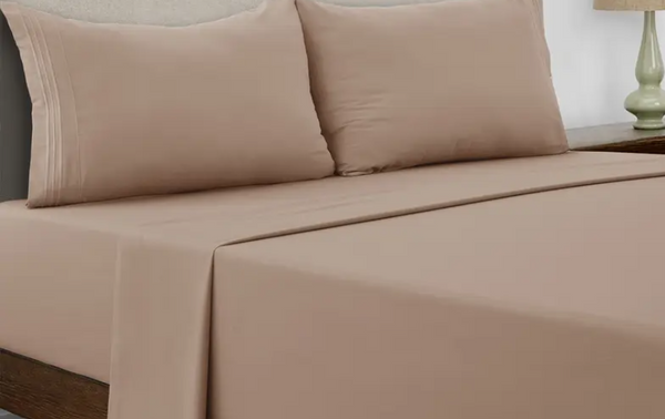 Lux Decor 4 Pieces Solid Bed Sheets Taupe Queen Lux Decor 4 Pieces Solid Bed Sheets Taupe Queen