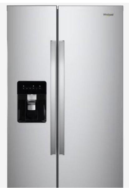 Whirlpool 24.6-cu ft Side-by-Side Refrigerator with Ice Maker, Water & Ice Dispenser, Gallon Door Bins, LED Lighting,
