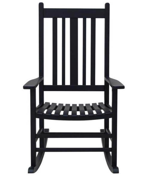 Living Accents Black Wood Frame Casual Rocking Chair – Classic Outdoor Comfort for Porch & Patio