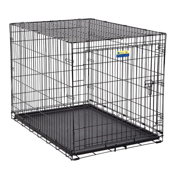 Pet Essentials Large Steel Dog Crate Black – 30 in. H x 28 in. W x 42 in. D