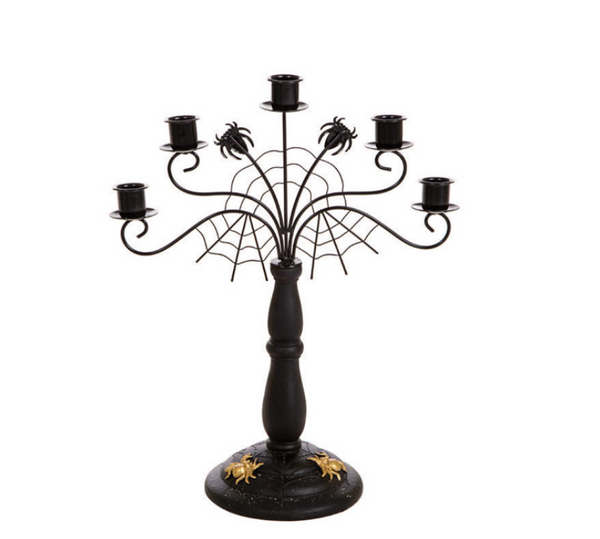 Celebrations 14" Spider Web Candle Holder – Metal Halloween Decor, Gothic Fall Accent, Spooky Table Centerpiece, Indoor/Outdoor Display