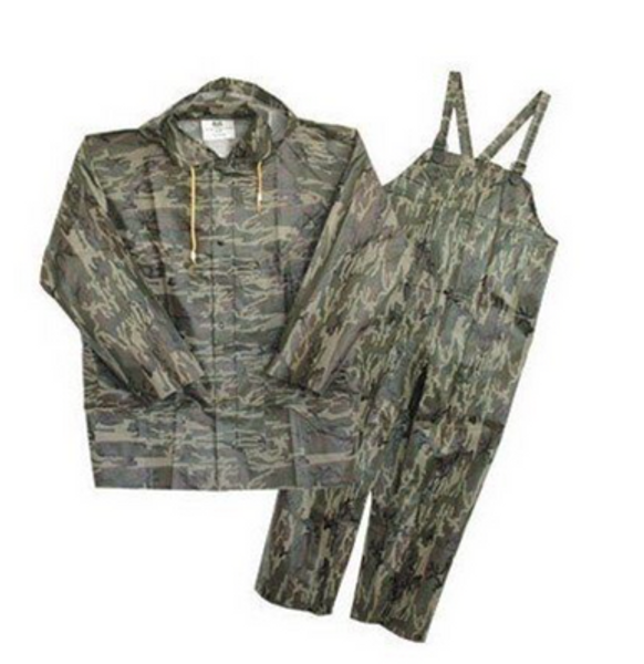 Boss® 3PR0300CM 3-Piece Premium Grade Rainsuit, M, Camouflage, Polyester/PVC, Detachable Hood