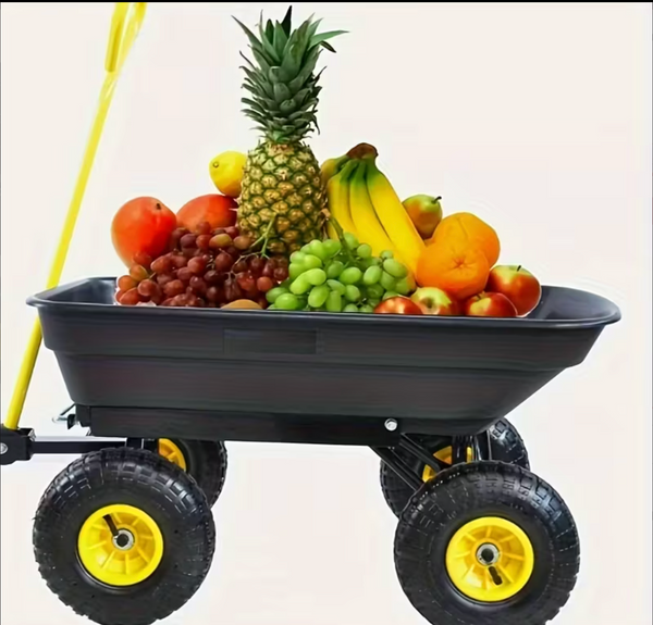 Industrial Dump Truck Multi-Functional Flatbed Trolley – Black, 10" Inflatable Tires, Soft Sponge Grip, Heavy-Duty Garden Cart Industrial Dump Truck Multi-Functional Flatbed Trolley – Black, 10" Inflatable Tires, Soft Sponge Grip, Heavy-Duty Garden Cart