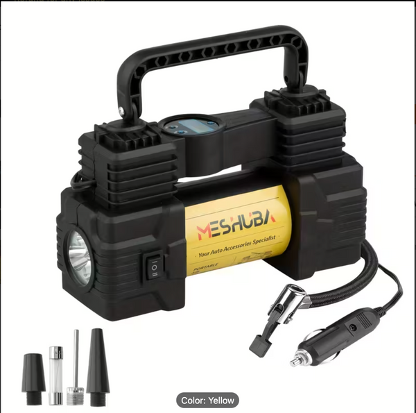 MESHUBA 616 Portable Air Compressor – 12V, 150PSI, Digital Pressure Gauge, Car/Bike/Motor Inflator