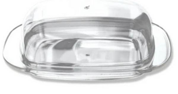 Acrylic Butter Dish – Clear, BPA‑Free, Dishwasher Safe, Easy‑Grip Handles, 7.25" × 2.5" × 5.125"