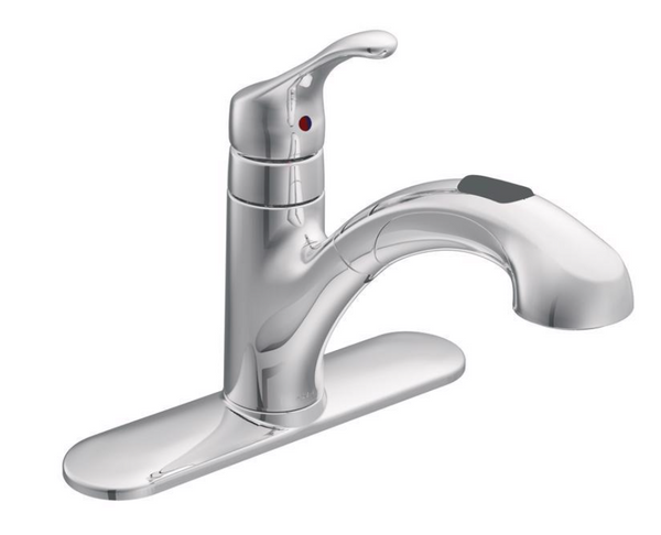 Moen Renzo Chrome Pull-Out Kitchen Faucet – Single Handle • Aerated + Rinse Spray • BOX DAMAGED (New Item)