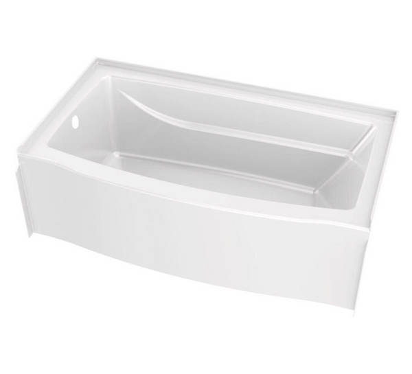 Delta Classic 500 60″ × 32″ White Acrylic Rectangle Bathtub – 18″ High, Caulkless, 48-Gallon Left-Drain