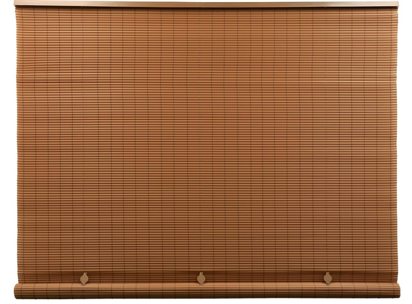 Radiance Woodgrain Cordless PVC Outdoor Shade – 72″ W × 72″ L Waterproof Roll-Up Blind, Light Filtering & Patio Privacy